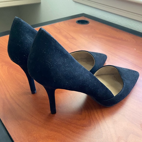 Black Faux Suede Pointed Heels - Picture 2 of 3